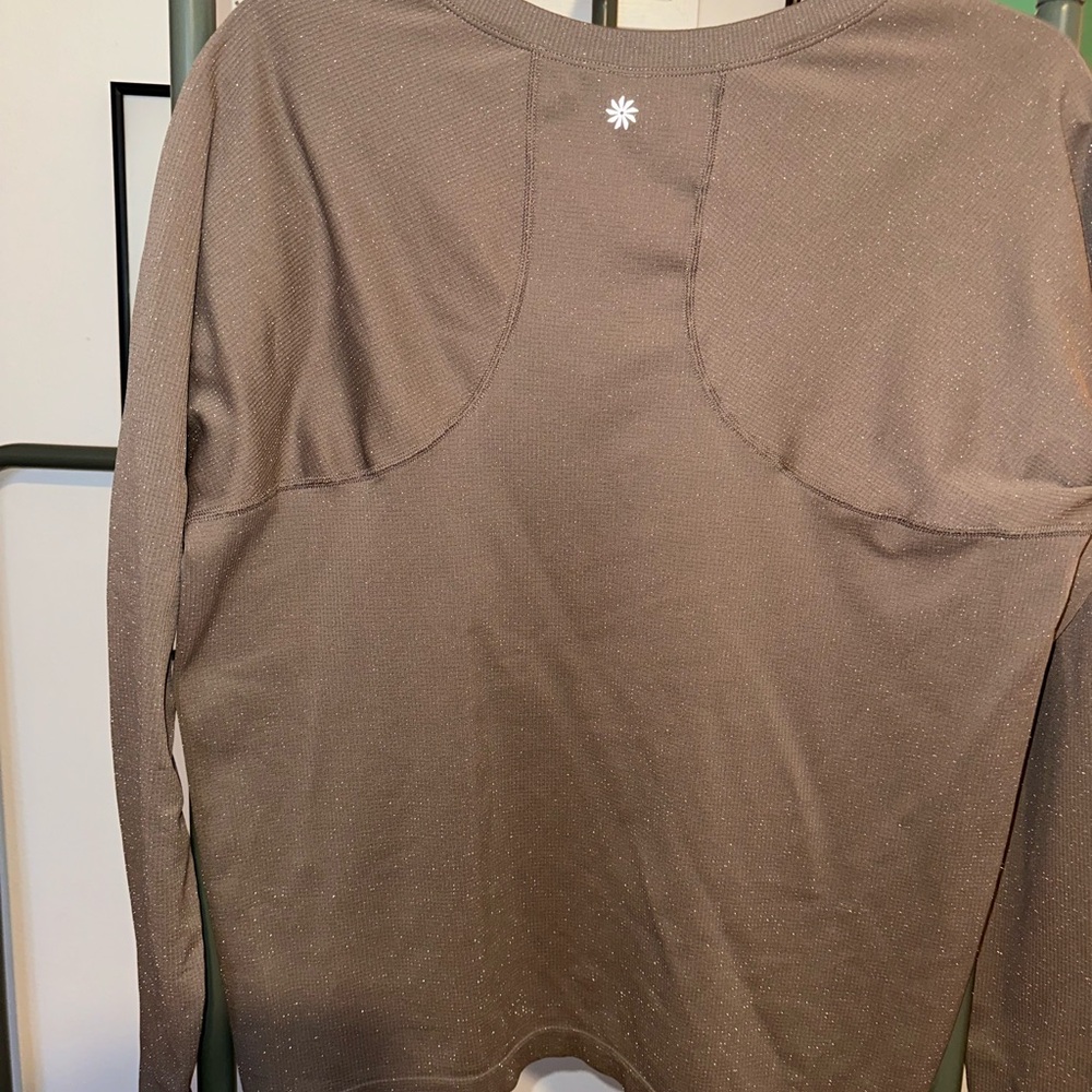 Athleta Taupe & gold flecked Long Sleeve Top - Picture 4 of 6